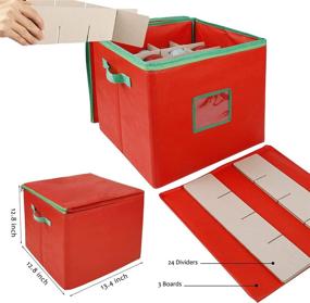 img 1 attached to 🎄 Blissun Christmas Ornament Storage Box: Organize & Protect up to 64 Ornaments with Adjustable Compartments and Carry Handles in Festive Red