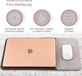 img 3 attached to 👝 MacBook Air 13 Inch Genuine Italian Leather Sleeve - Premium Laptop Protector with Ultra-Sleek Suede Padding, Universal Fit for Best Protection, Grey Color