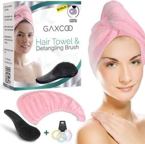 img 4 attached to 🧖 Fast Drying Hair Towel Wrap for Women - Heavy Absorption, Ideal for Long & Curly Hair, Anti-Frizz with Secure Button