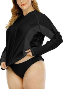 img 2 attached to 👚 Stay Stylish, Protected, and Comfy with Halcurt Women's Plus Size Swim Shirt: Short Sleeve Rash Guard UPF 50 Swimwear