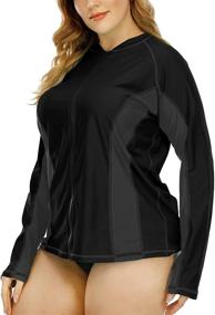 img 1 attached to 👚 Stay Stylish, Protected, and Comfy with Halcurt Women's Plus Size Swim Shirt: Short Sleeve Rash Guard UPF 50 Swimwear