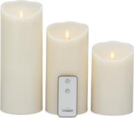 raz imports moving flame ivory pillar candles: set of 3 with remote control and timer - realistic flameless lighting for living room and bedroom décor логотип