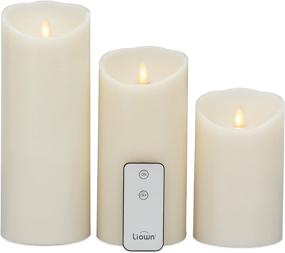 img 4 attached to Raz Imports Moving Flame Ivory Pillar Candles: Set of 3 with Remote Control and Timer - Realistic Flameless Lighting for Living Room and Bedroom Décor