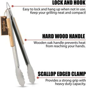 img 3 attached to 🔥 Upgrade to Grillhogs 16-Inch Barbecue Tongs: Ideal Tools for Grilling Extreme Cuts, Crafted with Stainless Steel and Oak Wood, Top-notch Grill Tongs