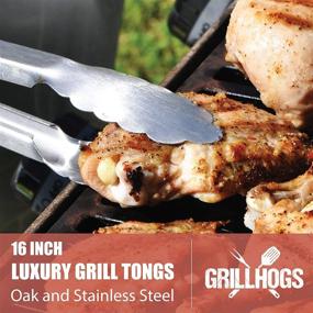 img 1 attached to 🔥 Upgrade to Grillhogs 16-Inch Barbecue Tongs: Ideal Tools for Grilling Extreme Cuts, Crafted with Stainless Steel and Oak Wood, Top-notch Grill Tongs