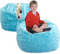 🧸 lucky boy kids stuffed animal storage bean bag - plush faux fur bean bag chair cover 38" xl - ultra comfortable beanbag chairs for boys, girls, 100+ toy holder and organizer (blue) logo