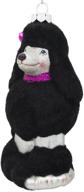 🐩 bestpysanky realistic black poodle dog glass christmas ornament with faux fur - 4.75 inches логотип