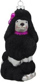 img 3 attached to 🐩 BestPysanky Realistic Black Poodle Dog Glass Christmas Ornament with Faux Fur - 4.75 Inches