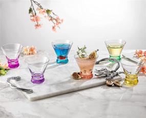 img 2 attached to 🍸 JoyJolt HUE Martini Glasses (7oz) - Colored Glass Set of 6 for Cocktails, Margaritas, Shrimp & Juice