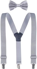 img 4 attached to Набор подтяжек и галстука Lilax для мальчиков - настраиваемые по размеру подтяжки и бабочка - сплошной цвет для детей и младенцев.