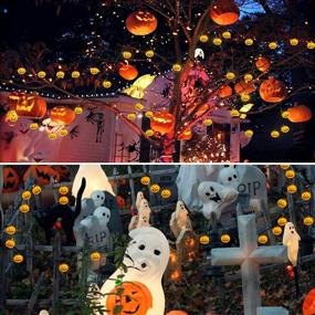 img 3 attached to 🎃 Halloween Lights: SANJICHA 30 LED Pumpkin Decoration for Outdoor & Indoor | Battery Operated Halloween Decor, Party & Tree Lights