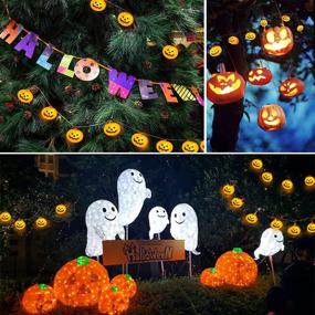 img 2 attached to 🎃 Halloween Lights: SANJICHA 30 LED Pumpkin Decoration for Outdoor & Indoor | Battery Operated Halloween Decor, Party & Tree Lights