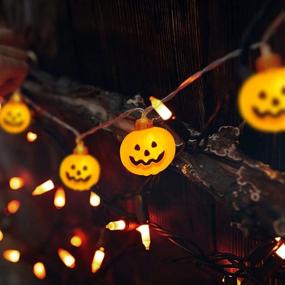 img 1 attached to 🎃 Halloween Lights: SANJICHA 30 LED Pumpkin Decoration for Outdoor & Indoor | Battery Operated Halloween Decor, Party & Tree Lights