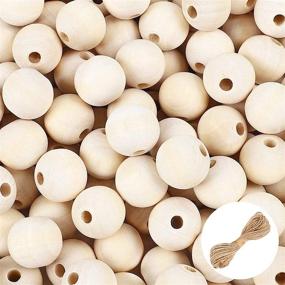 img 4 attached to 🔘 UOONY 20mm Round Wooden Beads for Crafts, 300pcs Natural Unfinished Wood Loose Beads, Christmas Tree Garland Making, Craft Spacer Beads, Necklace Garland Making