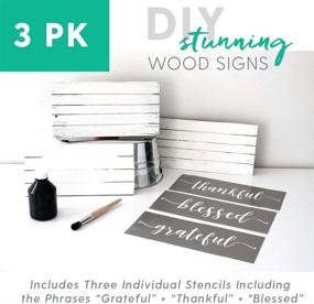 img 3 attached to 🏡 Country Farmhouse Grateful Thankful Blessed Calligraphy Stencil Set - 3 Reusable Sign Stencils for Easy Rustic DIY Décor