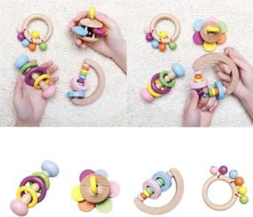 img 3 attached to 👶 Organic Montessori Baby Rattle Set: Promise Babe 4pc Wooden Toys for Intellectual Toddler Grasping – Perfect Newborn Gift