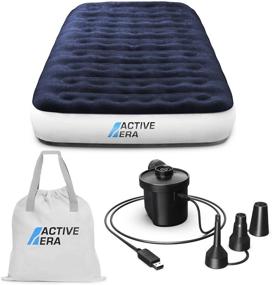 img 4 attached to Active Era Twin Air Mattress with Built-in Pump and USB Rechargeable Pump - Luxury Camping Air Mattress, Single Air Mattress for Tent Camping with Travel Bag