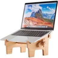 🌐 mtwhirldy wood laptop stand - universal computer riser compatible with macbook air, mac pro, hp, dell, acer - bamboo laptop holder for desk (11-14inch) logo