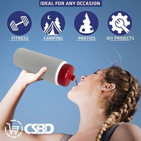 img 2 attached to 🥤 CSBD 32oz Sports Water Bottles - Reusable BPA-Free Plastic with Leakproof Drink Spout - Customizable for Business Branding, Fundraising, or Fitness - 4 Pack (White Bottle - Red Lid)