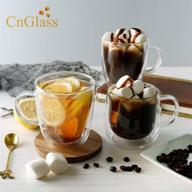 cnglass large insulated cappuccino handle for tea and latte логотип