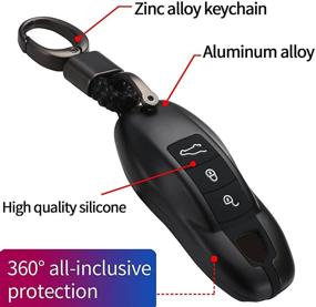 img 2 attached to 🔑 High-Quality Aluminum Alloy Silicone Key Fob Cover Case Shell Holder for Cayenne Boxster Panamera Macan 718/911/918