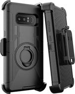 e lv holster case for galaxy note 8 - full body protective case with kickstand and belt swivel clip - black logo