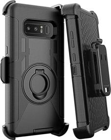 img 4 attached to E LV Holster Case for Galaxy Note 8 - Full Body Protective Case with Kickstand and Belt Swivel Clip - Black