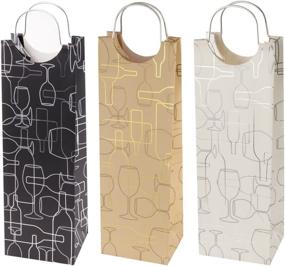 img 2 attached to Cakewalk Silhouette Single Bottle Kraft Paper Wine Bag in Elegant Black, Gold, and Silver