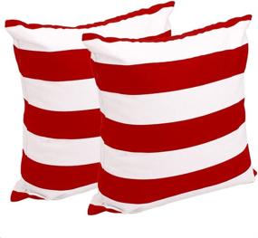 img 4 attached to 🔴 Soft Stripe Pattern Pillowcase Set: FCOZM Set of 2 Red White Decorative Pillow Covers for Home Decor Gift