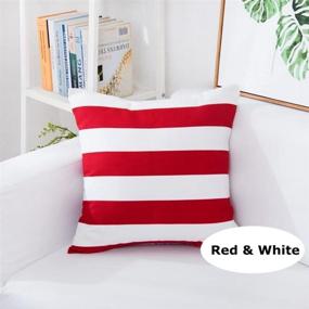 img 3 attached to 🔴 Soft Stripe Pattern Pillowcase Set: FCOZM Set of 2 Red White Decorative Pillow Covers for Home Decor Gift