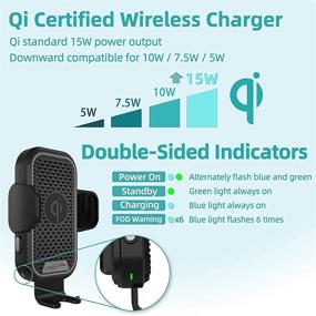 img 1 attached to 🔌 15W Wireless Car Charger with Qi Fast Charging, Auto-Clamping, Cooling Fan, Windshield Air Vent Mount, Mobile Phone Holder - Compatible with iPhone, Samsung Galaxy, LG