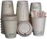 ☕️ premium disposable compostable coffee cups with stirrers, sleeves, and biodegradable lids - 12 oz - 75 pack logo