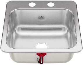 img 1 attached to 🚰 KINDRED Stainless Steel, All-in-One Kit 15 x 6-inch Deep Drop-in Bar or Utility Sink in Satin, FBFS602NKIT, Size