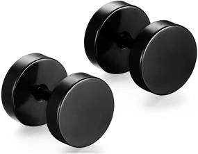 img 4 attached to 🌟 Punk Body Piercing Titanium Steel Round Barbell Stud Earrings - Xusamss: Unleash Your Edgy Style!