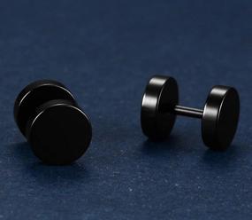 img 2 attached to 🌟 Punk Body Piercing Titanium Steel Round Barbell Stud Earrings - Xusamss: Unleash Your Edgy Style!