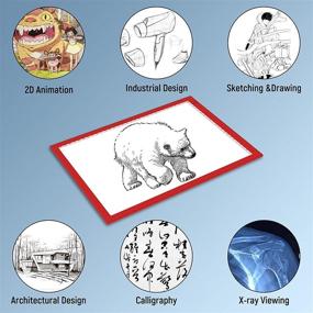 img 1 attached to 🔴 NXENTC светодиодный световой планшет для трассировки: Портативная ультратонкая подсветка для художников - регулируемая яркость, красный