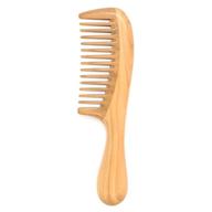 🌿 handmade natural green sandalwood hair comb - wide tooth comb for detangling and preventing tangles in curly hair - no static logo