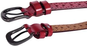 img 1 attached to 👜 Uxcell Burgundy Leather Women's Accessories with Intricate Carved Multi Hole Design