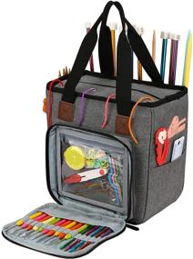img 4 attached to 🧶 Looen Multifunctional Knitting Organizer: Tote Bag for Crochet Hooks, Needles, Yarn Projects & Supplies