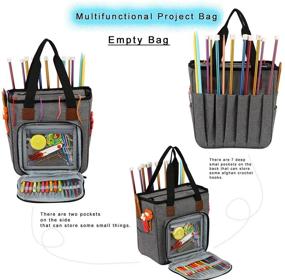 img 2 attached to 🧶 Looen Multifunctional Knitting Organizer: Tote Bag for Crochet Hooks, Needles, Yarn Projects & Supplies