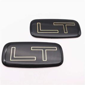 img 3 attached to Pair of Custom LT Badge Trunk Side Emblem Stickers for 1997-2006 Silverado Tahoe Suburban: Aluminum with Epoxy Resin, Black and Gold