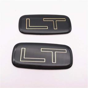 img 4 attached to Pair of Custom LT Badge Trunk Side Emblem Stickers for 1997-2006 Silverado Tahoe Suburban: Aluminum with Epoxy Resin, Black and Gold