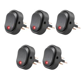 img 4 attached to 🔴 Veanic 5pcs 12V 30 Amp Red LED Rocker Switch for Car Truck RV Motorcycle Boat Marine Control - Waterproof Toggle Plug (Toggle Switch A)