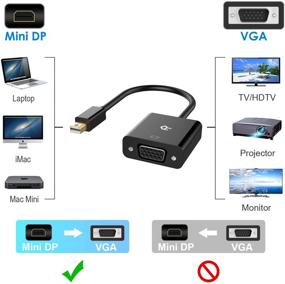 img 2 attached to Ранки Мини ДисплейПорт (Мини ДП) в VGA адаптер: Позолоченный конвертер Thunderbolt совместимый с портом 1080P в черном цвете.