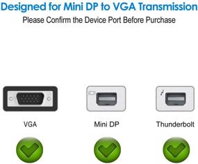 img 3 attached to Ранки Мини ДисплейПорт (Мини ДП) в VGA адаптер: Позолоченный конвертер Thunderbolt совместимый с портом 1080P в черном цвете.