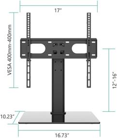 img 1 attached to WALI Table Top Swivel TV Stand | Glass Base | Safety Wire | Fits 32-55 inch LED, LCD, OLED & Plasma Flat Screens | VESA Pattern up to 400x400 (TVDVD-03), Black