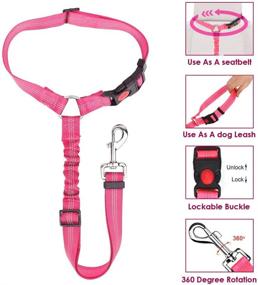 img 2 attached to 🐶 Lukovee Dog Car Seat Belt, 2 Pack Headrest Restraint Seat Belt Straps, Adjustable Pet Safety Leads Elastic Bungee Backseat Leash for Dog Harness Collar Travel Daily Use