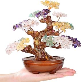 img 4 attached to 🌳 KALIFANO Natural Tree of Life 360 Gemstone Count Chakra Crystal Tree - Bonsai Feng Shui Money Tree for Healing, Luck, and Wealth - 8