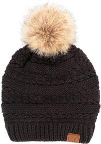 img 3 attached to 🧢 C.C Hatsandscarf Exclusives Unisex Solid Ribbed Beanie with Pom (HAT-43): Stylish Winter Headwear for All