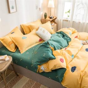 img 2 attached to 🍄 Kids Girls Cartoon Botanical Plants Mushroom Bedding Set - Full Size Duvet Cover with Colorful Mushrooms Comforter - Ultra Soft, Lovely Natural Wild Fungus Bedspread - Zipper Closure - Cute and Decorative